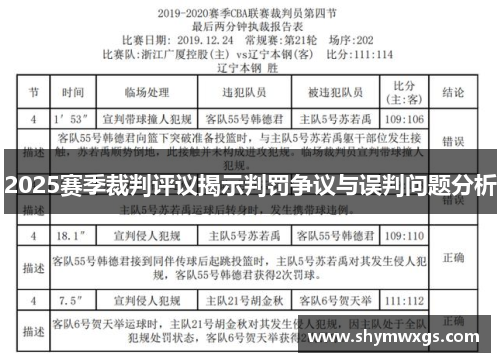 2025赛季裁判评议揭示判罚争议与误判问题分析